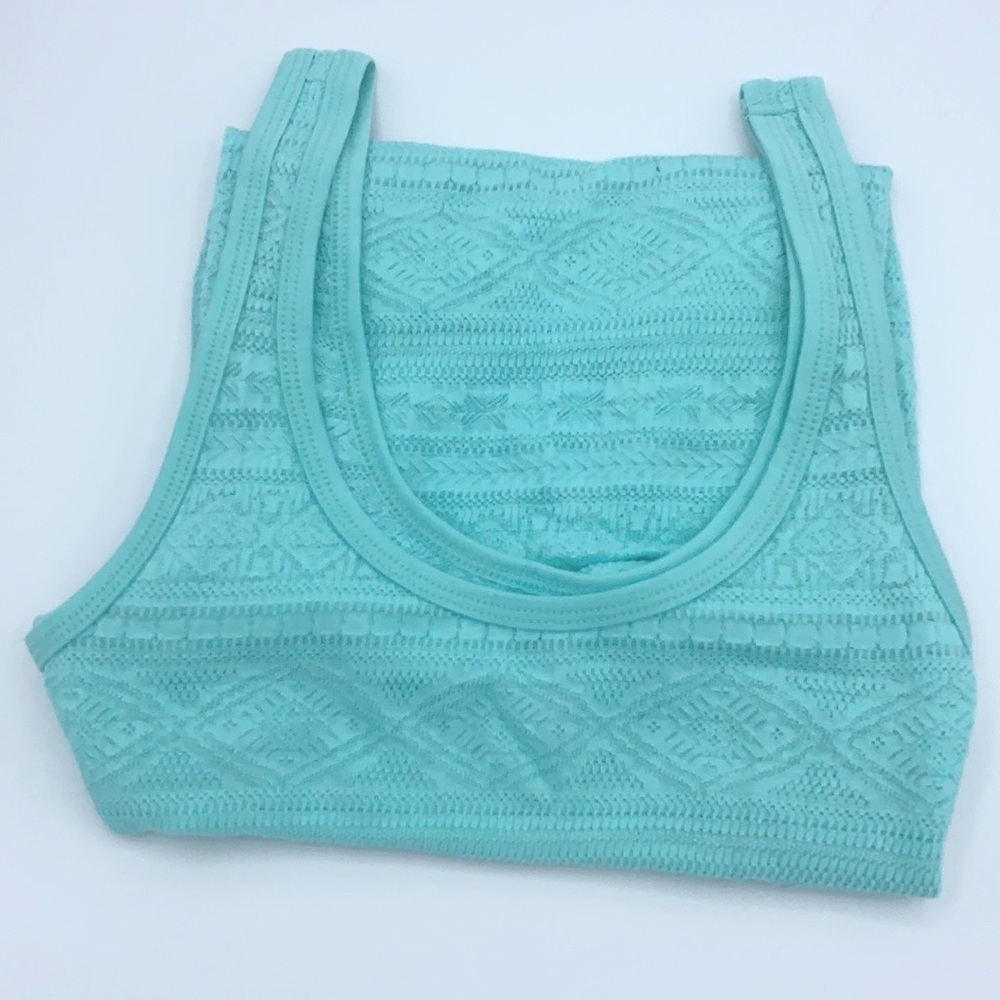 Bright Aqua Mint Green Lacey Tank Top